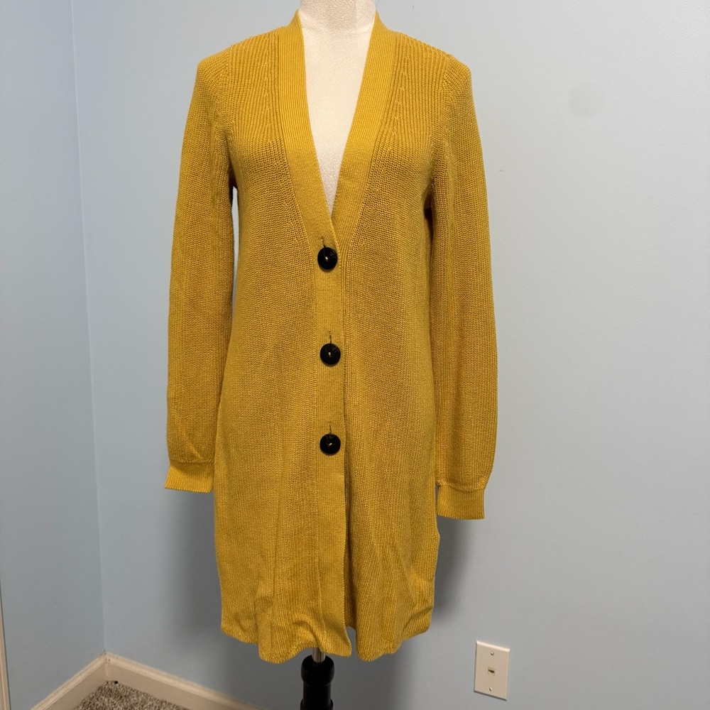 J Jill Women’s Long Sleeve Mustard Yellow Tall Cardigan Size S